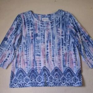 Women's XL Blue and Pink Top 1X Blouse Alfred Dunner